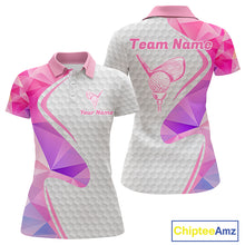 Load image into Gallery viewer, Pink And Purple Diamond Geometric Golf Polo Golf Shirts For Women Custom Golf Team Attire NYN3248