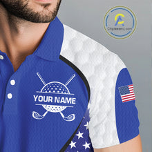 Load image into Gallery viewer, Grunge American Flag Golf Polo Shirts For Men Custom Golf Team Attire For Golfers | Blue NYN3257