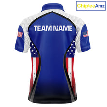 Load image into Gallery viewer, Grunge American Flag Golf Polo Shirts For Men Custom Golf Team Attire For Golfers | Blue NYN3257