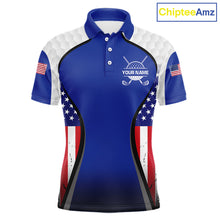 Load image into Gallery viewer, Grunge American Flag Golf Polo Shirts For Men Custom Golf Team Attire For Golfers | Blue NYN3257