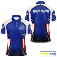 Load image into Gallery viewer, Grunge American Flag Golf Polo Shirts For Men Custom Golf Team Attire For Golfers | Blue NYN3257