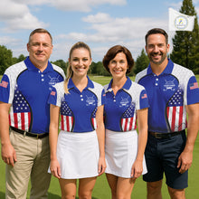 Load image into Gallery viewer, Grunge American Flag Golf Polo Shirts For Men Custom Golf Team Attire For Golfers | Blue NYN3257