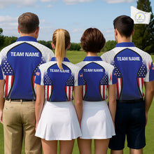 Load image into Gallery viewer, Grunge American Flag Golf Polo Shirts For Men Custom Golf Team Attire For Golfers | Blue NYN3257