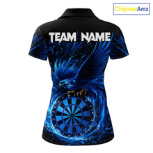 Load image into Gallery viewer, Blue Splatter Funny Eagle Dartboard Darts Polo Shirt For Women Custom Dart Team Jerseys NYN2521