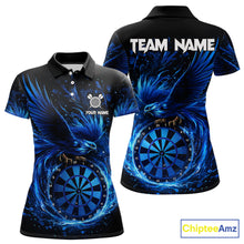 Load image into Gallery viewer, Blue Splatter Funny Eagle Dartboard Darts Polo Shirt For Women Custom Dart Team Jerseys NYN2521