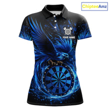 Load image into Gallery viewer, Blue Splatter Funny Eagle Dartboard Darts Polo Shirt For Women Custom Dart Team Jerseys NYN2521