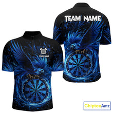 Load image into Gallery viewer, Blue Splatter Funny Eagle Dartboard Darts Quarter-zip Shirt For Men Custom Dart Team Jerseys NYN2521