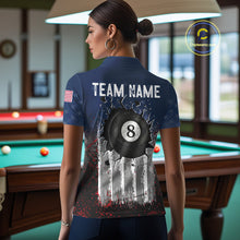 Load image into Gallery viewer, American Flag Cracked 8 Ball Billiard Pool Shirt For Women Custom Grunge Patriotic Billiard Team Jersey NYN3085