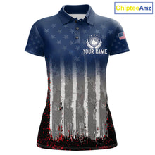 Load image into Gallery viewer, American Flag Cracked 8 Ball Billiard Pool Shirt For Women Custom Grunge Patriotic Billiard Team Jersey NYN3085