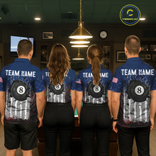 Load image into Gallery viewer, American Flag Cracked 8 Ball Billiard Pool Shirt For Women Custom Grunge Patriotic Billiard Team Jersey NYN3085