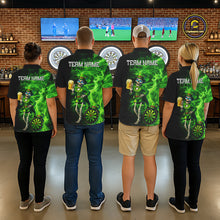 Load image into Gallery viewer, Funny Skeleton St Patrick's Day Men Darts Polo Shirt Custom Flame Shamrock Darts Team Jersey NYN2529