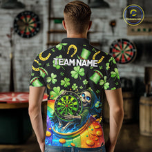 Load image into Gallery viewer, Rainbow Funny Skeleton Green Dartboard Men Darts Polo Shirt Custom St Patrick's Day Darts Jersey NYN2533