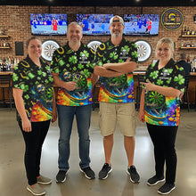 Load image into Gallery viewer, Rainbow Funny Skeleton Green Dartboard Men Darts Quarter-Zip Shirt Custom St Patrick's Day Darts Jersey NYN2533