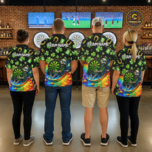Load image into Gallery viewer, Rainbow Funny Skeleton Green Dartboard Men Darts Quarter-Zip Shirt Custom St Patrick's Day Darts Jersey NYN2533