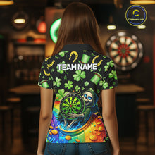 Load image into Gallery viewer, Rainbow Funny Skeleton Green Dartboard Women Darts Polo Shirt Custom St Patrick's Day Darts Jersey NYN2533