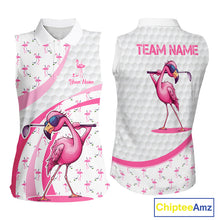 Load image into Gallery viewer, Funny Flamingo Mens Golf Shirt Sleeveless Polo Personalized Pink Argyle Pattern Golf Team Outfits NYN3097