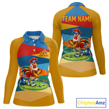 Load image into Gallery viewer, Colorful Rooster Womens Golf Polo Shirts Personalized Funny Golf Ball Shirts, Golf Gifts For Women NYN3098