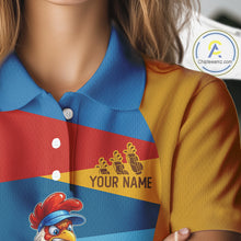 Load image into Gallery viewer, Colorful Rooster Womens Golf Polo Shirts Personalized Funny Golf Ball Shirts, Golf Gifts For Women NYN3098
