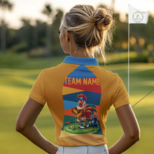Load image into Gallery viewer, Colorful Rooster Womens Golf Polo Shirts Personalized Funny Golf Ball Shirts, Golf Gifts For Women NYN3098