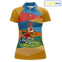 Load image into Gallery viewer, Colorful Rooster Womens Golf Polo Shirts Personalized Funny Golf Ball Shirts, Golf Gifts For Women NYN3098