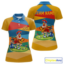 Load image into Gallery viewer, Colorful Rooster Womens Golf Polo Shirts Personalized Funny Golf Ball Shirts, Golf Gifts For Women NYN3098