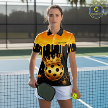 Load image into Gallery viewer, Custom Dripping Honeycomb Gold Crown Pickleball 3D Ball Jerseys Women Pickleball Shirts NYN2230