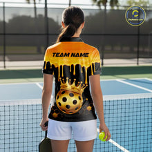 Load image into Gallery viewer, Custom Dripping Honeycomb Gold Crown Pickleball 3D Ball Jerseys Women Pickleball Shirts NYN2230