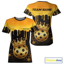 Load image into Gallery viewer, Custom Dripping Honeycomb Gold Crown Pickleball 3D Ball Jerseys Women Pickleball Shirts NYN2230