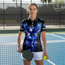 Load image into Gallery viewer, Broken Glass Blue Eagle Lightning Pickleball 3D Ball Jerseys Custom Women Pickleball Shirts NYN2235