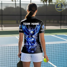 Load image into Gallery viewer, Broken Glass Blue Eagle Lightning Pickleball 3D Ball Jerseys Custom Women Pickleball Shirts NYN2235