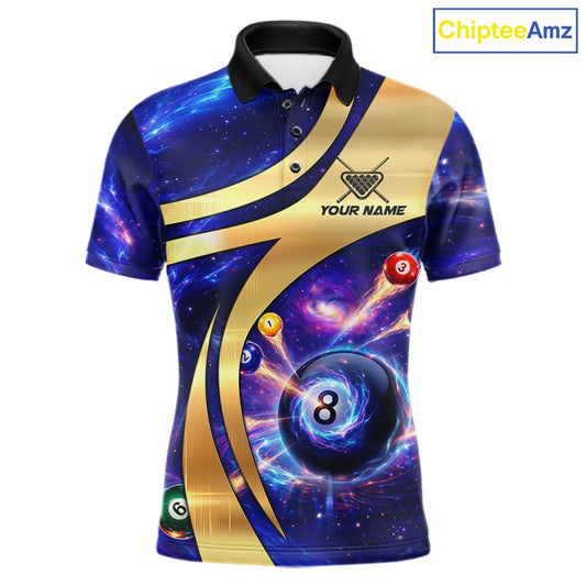 Purple Galaxy Pool 8 Ball Billiard Shirt For Men Personalized Multicolor Light Billiard Apparel NYN2893