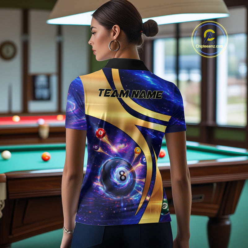 Purple Galaxy Pool 8 Ball Billiard Shirt For Women Personalized Multicolor Light Billiard Apparel NYN2893