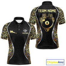 Load image into Gallery viewer, Personalized 8 Ball Pool Crown Men Billiard Shirts Gold And Silver Tribal Billiard Pool Jerseys NYN2894