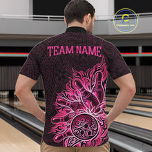 Load image into Gallery viewer, Male bowler wearing Pink Tribal Bowling Ball bowling jersey, men's bowling league apparel