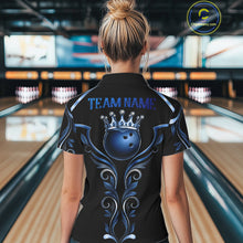 Load image into Gallery viewer, Female bowler wearing Tribal Crown Bowling Ball bowling jersey, personalized bowling apparel