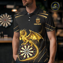 Load image into Gallery viewer, Gold Light Dragon Dartboard Custom Men Darts Polo League Shirts Dragon Dart Jerseys NYN2236