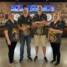 Load image into Gallery viewer, Gold Light Dragon Dartboard Custom Men Darts Quarter-Zip League Shirts Dragon Dart Jerseys NYN2236
