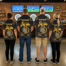 Load image into Gallery viewer, Gold Light Dragon Dartboard Custom Men Darts Quarter-Zip League Shirts Dragon Dart Jerseys NYN2236