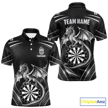 Silver Light Dragon Dartboard Custom Men Darts Polo League Shirts Dragon Dart Jerseys NYN2237
