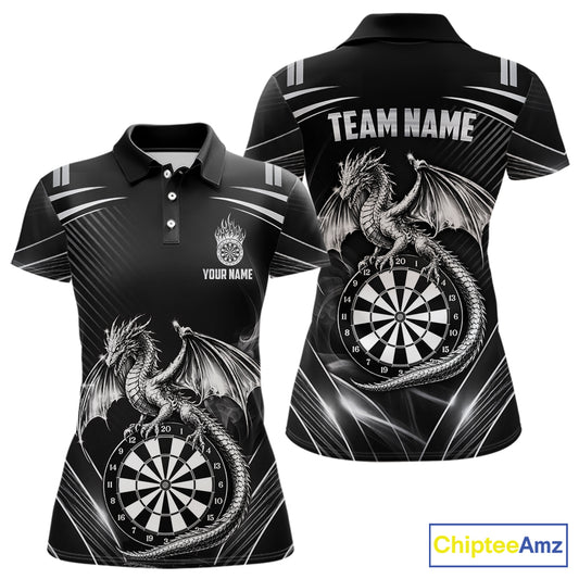 Silver Light Dragon Dartboard Custom Women Darts Polo League Shirts Dragon Dart Jerseys NYN2237