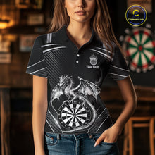Load image into Gallery viewer, Silver Light Dragon Dartboard Custom Women Darts Polo League Shirts Dragon Dart Jerseys NYN2237