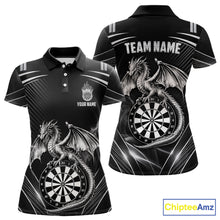 Load image into Gallery viewer, Silver Light Dragon Dartboard Custom Women Darts Polo League Shirts Dragon Dart Jerseys NYN2237