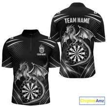 Load image into Gallery viewer, Silver Light Dragon Dartboard Custom Men Darts Quarter-Zip League Shirts Dragon Dart Jerseys NYN2237