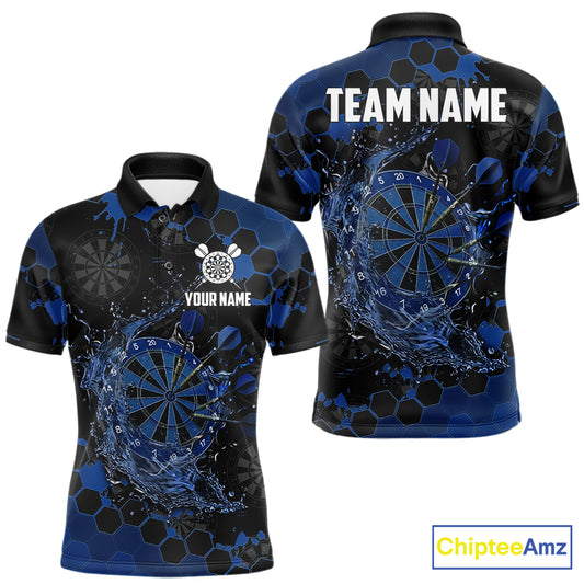 Watering Dartboard Darts Shirt For Men Custom Splatter Blue Hexagon Dart Team Jerseys NYN3117