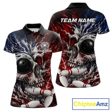 Load image into Gallery viewer, Grunge Skull Women Bowling Polo  Shirt Custom Youth Bowling Team Outfits