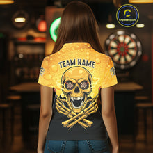 Load image into Gallery viewer, Funny Beer &amp; Skull Dartboard Women Polo Darts Shirt Custom Name &amp; Team Dart Jersey NYN2011