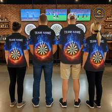Load image into Gallery viewer, Red And Blue Flames Skull Dartboard Custom Men Darts Polo League Shirts Skull Dart Jerseys NYN2250