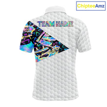 Load image into Gallery viewer, Personalized Mens Golf Polo Shirt Custom Name Holographic And White Golf Ball Golf Attire NYN2912