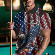 Load image into Gallery viewer, Lightning Thunder US Flag Mens Billiard Polo Shirts Custom Eagle 8 Ball Billiard Team Apparel NYN3298