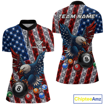Lightning thunder American flag eagle billiard 1/4-zip shirt for women
